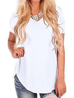 curved hem v-neck tunic - 15873531 - Standard Image - 1