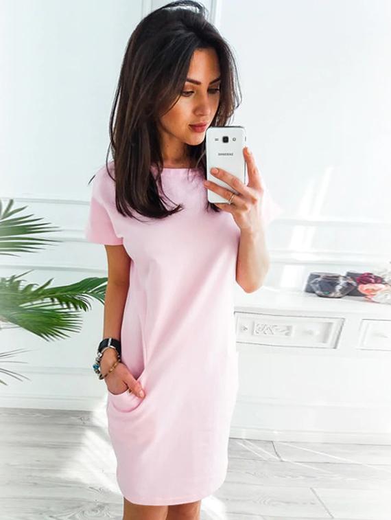boat neck pocket detail sheath dress - 15873600 - Zoom Image - 1