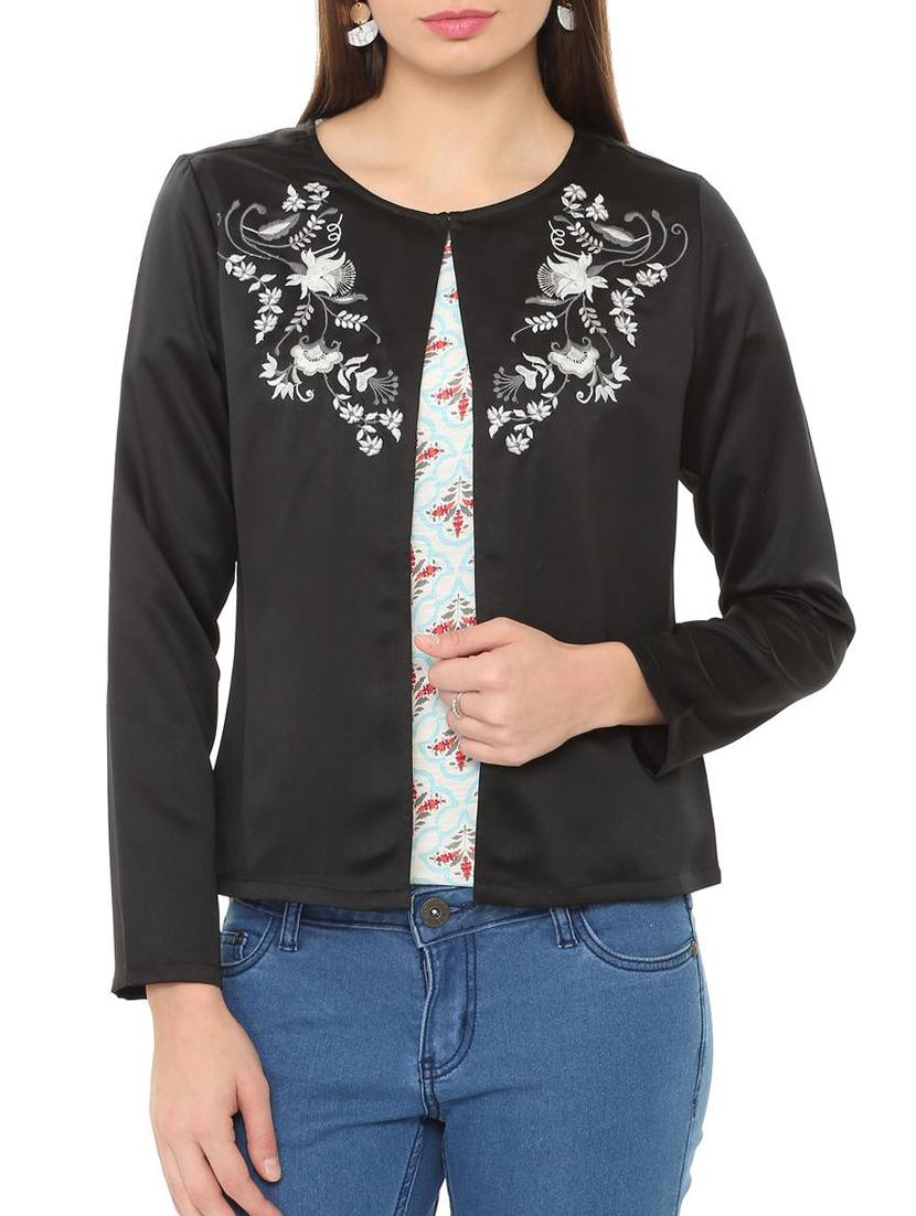 Contrast Embroidered shrug - 15873904 - Zoom Image - 1