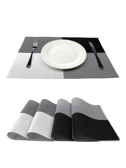 lushomes black & white design 1 waterproof pvc placemats in reusable pvc bag (33 x 45 cms, pack of 6) - 15874417 - Standard Image - 1