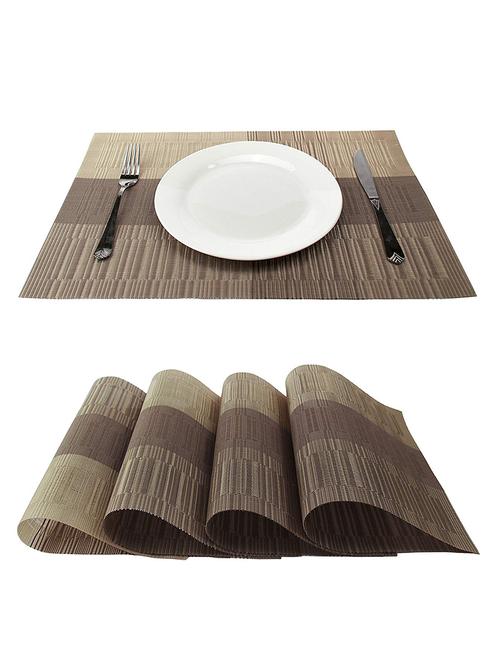 lushomes light grey & dark grey bamboo waterproof pvc placemats in reusable pvc bag (33 x 45 cms, pack of 6) - 15874431 - Standard Image - 1