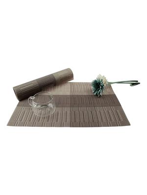 lushomes light grey & dark grey bamboo waterproof pvc placemats in reusable pvc bag (33 x 45 cms, pack of 6) - 15874431 - Standard Image - 3