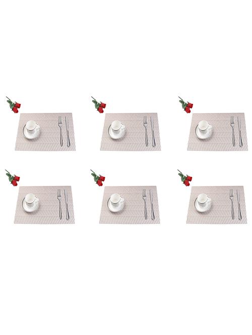 lushomes wave silver jacquard design 2 waterproof pvc placemats in reusable pvc bag (33 x 45 cms, pack of 6) - 15874435 - Standard Image - 1