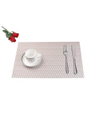 lushomes wave silver jacquard design 2 waterproof pvc placemats in reusable pvc bag (33 x 45 cms, pack of 6) - 15874435 - Standard Image - 2