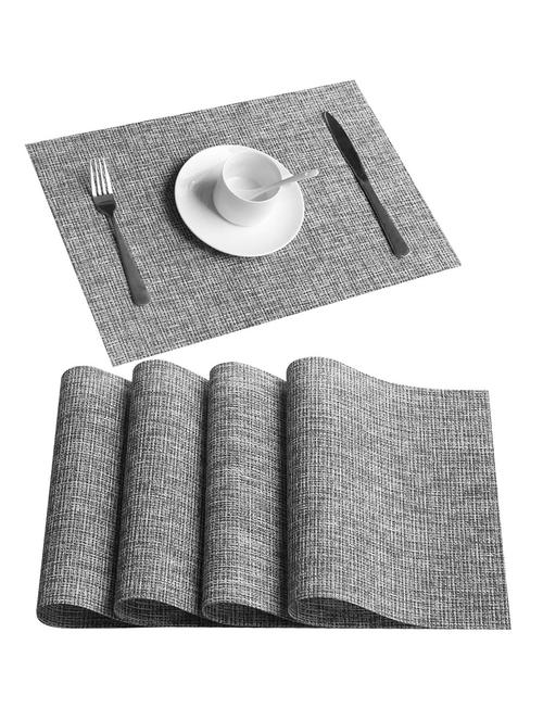 lushomes black jacquard waterproof pvc placemats in reusable pvc bag (33 x 45 cms, pack of 6) - 15874440 - Standard Image - 1