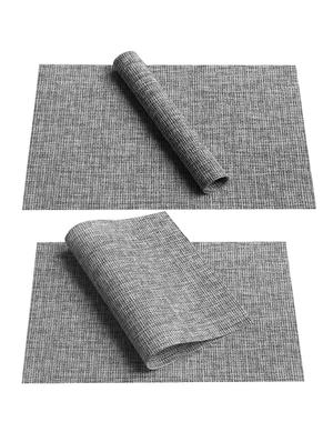 lushomes black jacquard waterproof pvc placemats in reusable pvc bag (33 x 45 cms, pack of 6) - 15874440 - Standard Image - 3