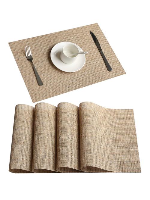 lushomes grey jacquard waterproof pvc placemats in reusable pvc bag (33 x 45 cms, pack of 6) - 15874441 - Standard Image - 1