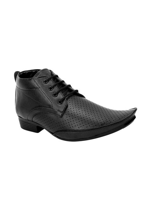 black leatherette lace-up derbys - 15875554 - Standard Image - 1
