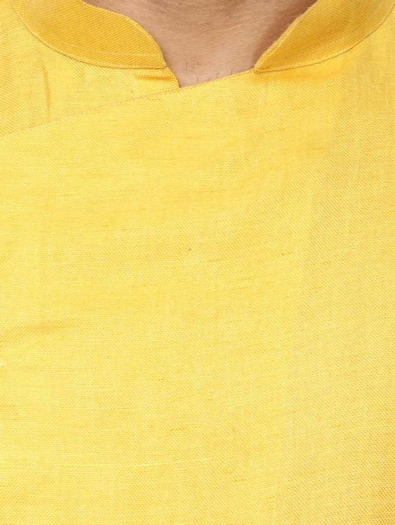yellow khadi asymmetric kurta - 15876568 - Zoom Image - 4