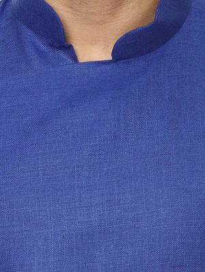 blue khadi asymmetric kurta - 15876570 - Standard Image - 4