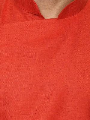 orange khadi asymmetric kurta - 15876571 - Standard Image - 4