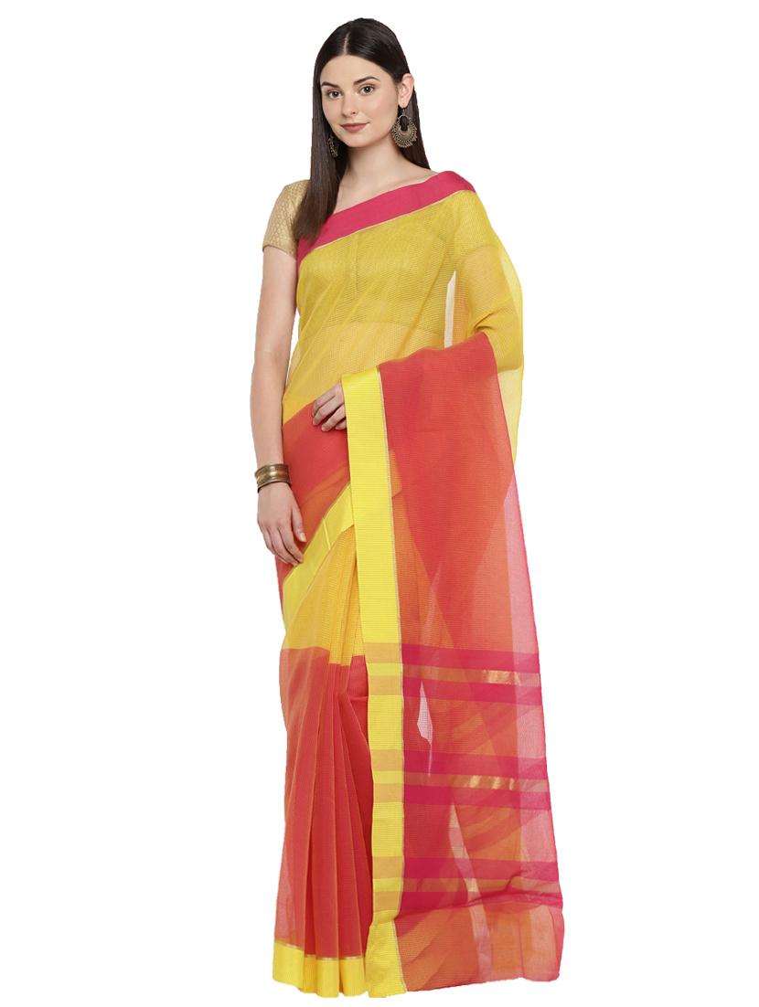 color block woven saree with blouse - 15876950 - Zoom Image - 1
