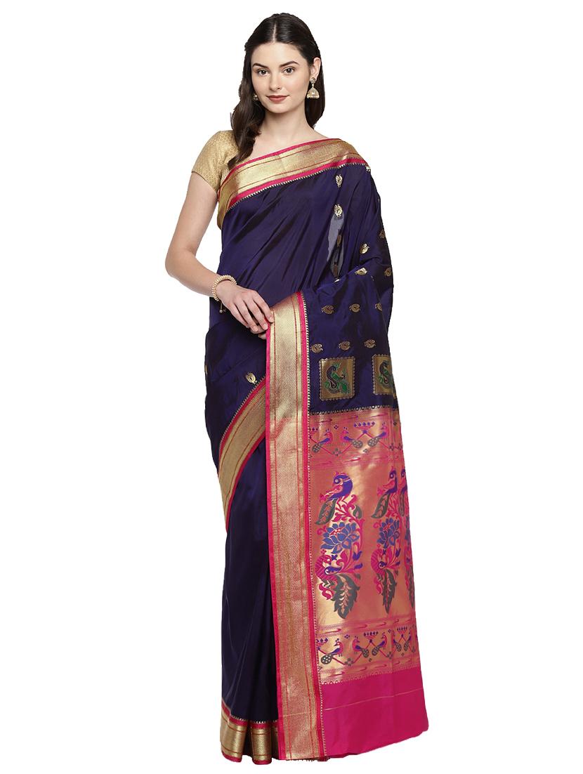 conversational zari motif woven saree with blouse - 15876962 - Zoom Image - 1