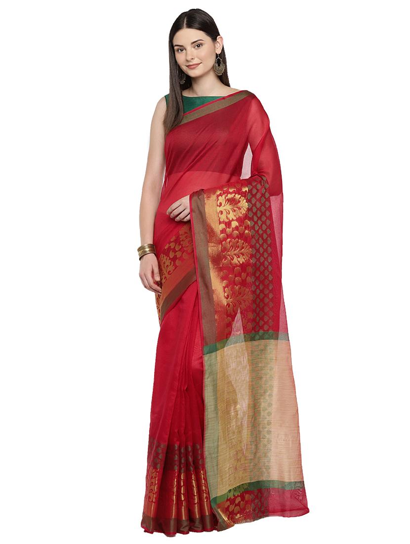 paisley zari border woven saree with blouse - 15876966 - Zoom Image - 1