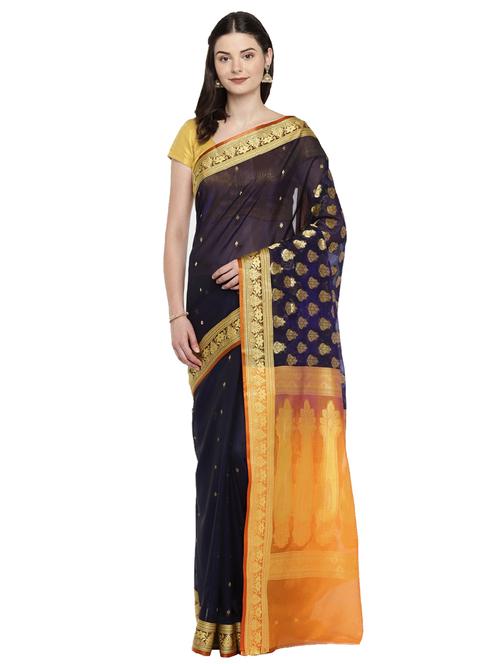 floral zari motif woven saree with blouse - 15876973 - Standard Image - 1