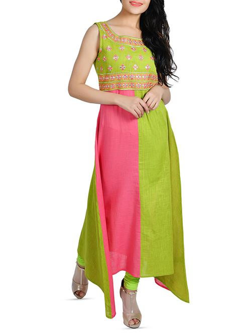 Asymmetric contrast kurta - 15877286 - Standard Image - 1