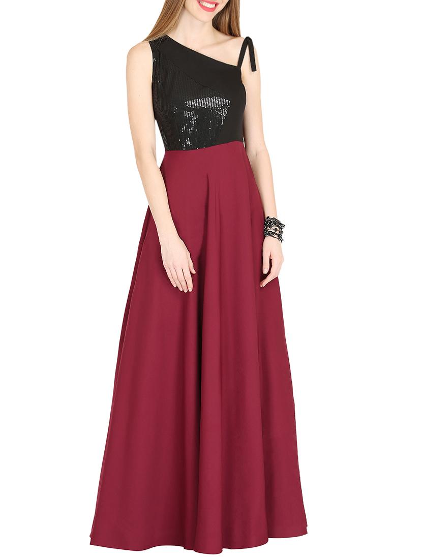 mesh back sequined flared dress - 15877848 - Zoom Image - 1