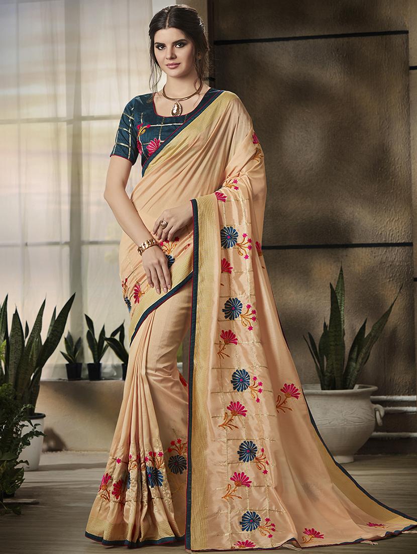 floral embroidered saree with blouse - 15879766 - Zoom Image - 1