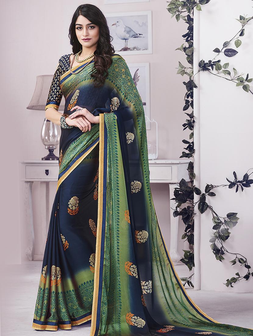 ethnic motif printed saree with blouse - 15879776 - Zoom Image - 1