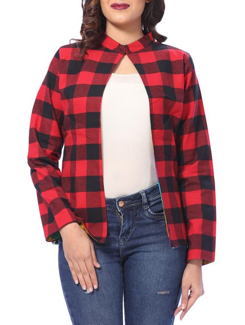 open front checkered jacket - 15880270 - Standard Image - 1