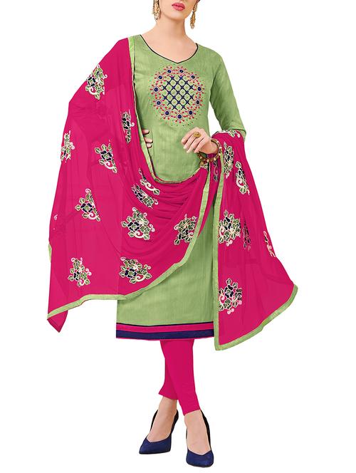 embroidered unstitched churidaar suit - 15880319 - Standard Image - 1