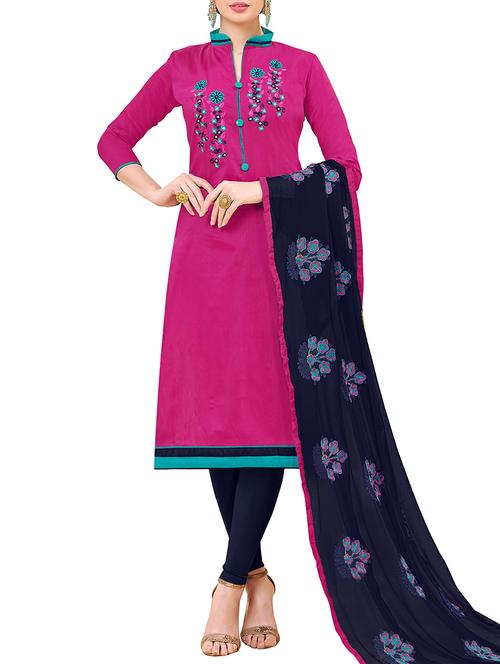 embroidered unstitched churidaar suit - 15880323 - Standard Image - 1