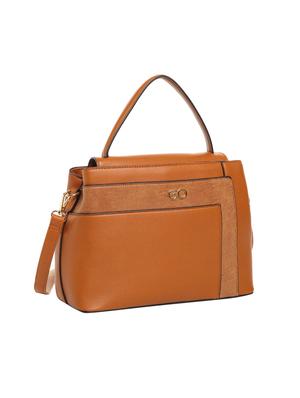 brown leatherette (pu) regular satchel - 15880463 - Standard Image - 4