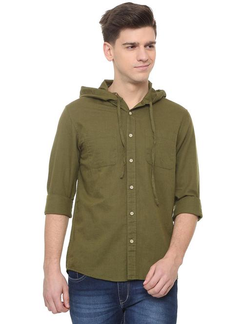 green solid casual shirt - 15880742 - Standard Image - 1