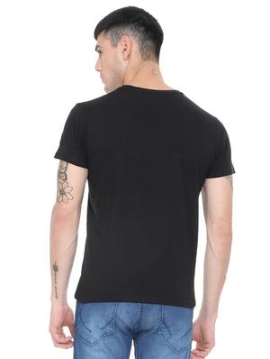 black cotton chest print t-shirt - 15880932 - Standard Image - 2