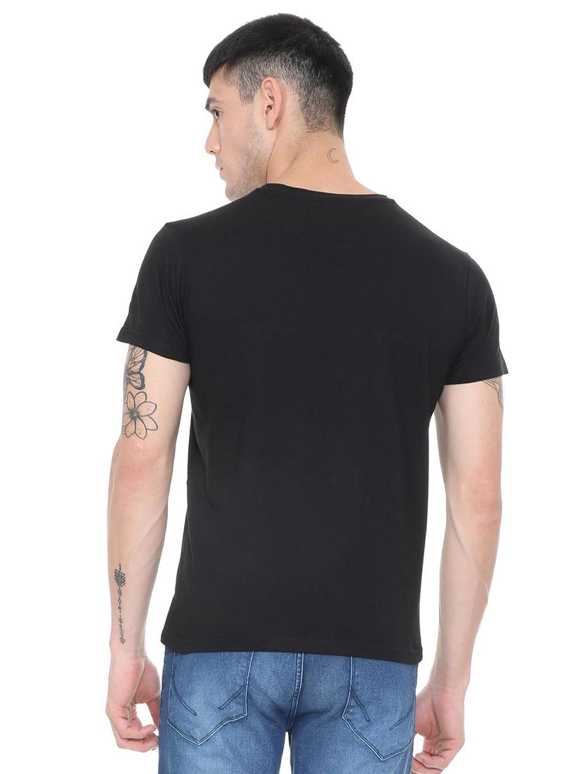 black cotton chest print t-shirt - 15880932 - Zoom Image - 2
