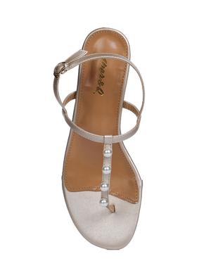 gold t-strap sandals - 15881128 - Standard Image - 4