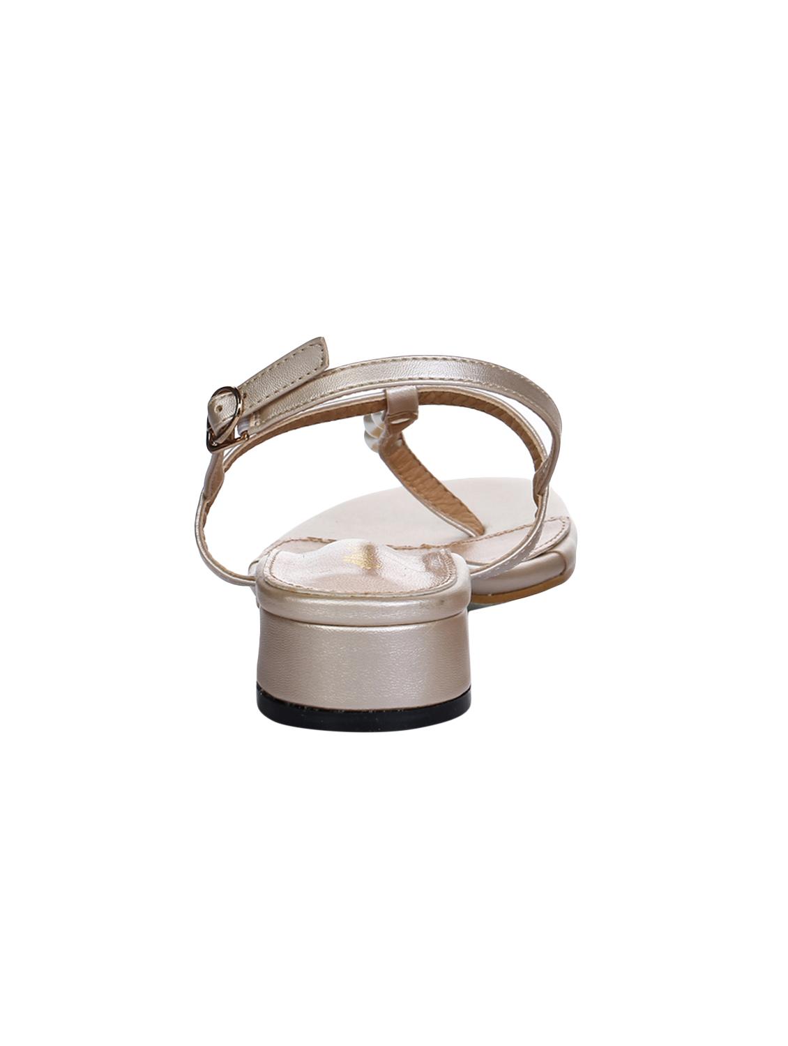 gold t-strap sandals - 15881128 - Zoom Image - 3