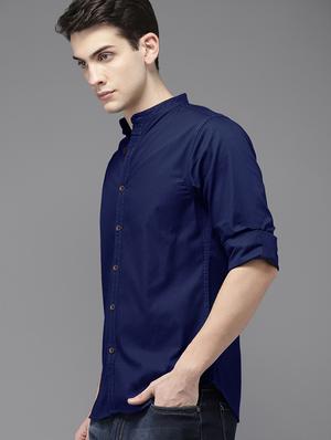 blue solid casual shirt - 15881768 - Standard Image - 2