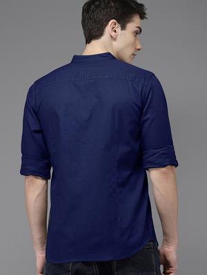 blue solid casual shirt - 15881768 - Standard Image - 3