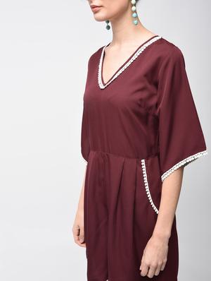 contrast laced pleated romper - 15881774 - Standard Image - 5