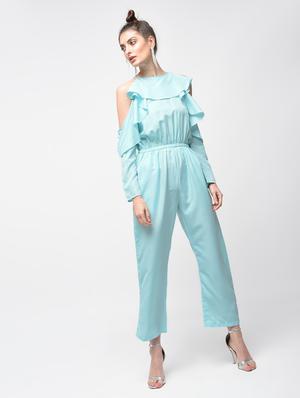 ruffle detail cold shoulder jumpsuit - 15881783 - Standard Image - 3