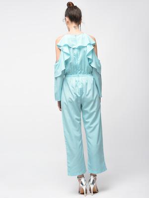 ruffle detail cold shoulder jumpsuit - 15881783 - Standard Image - 4
