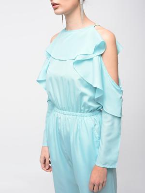 ruffle detail cold shoulder jumpsuit - 15881783 - Standard Image - 5