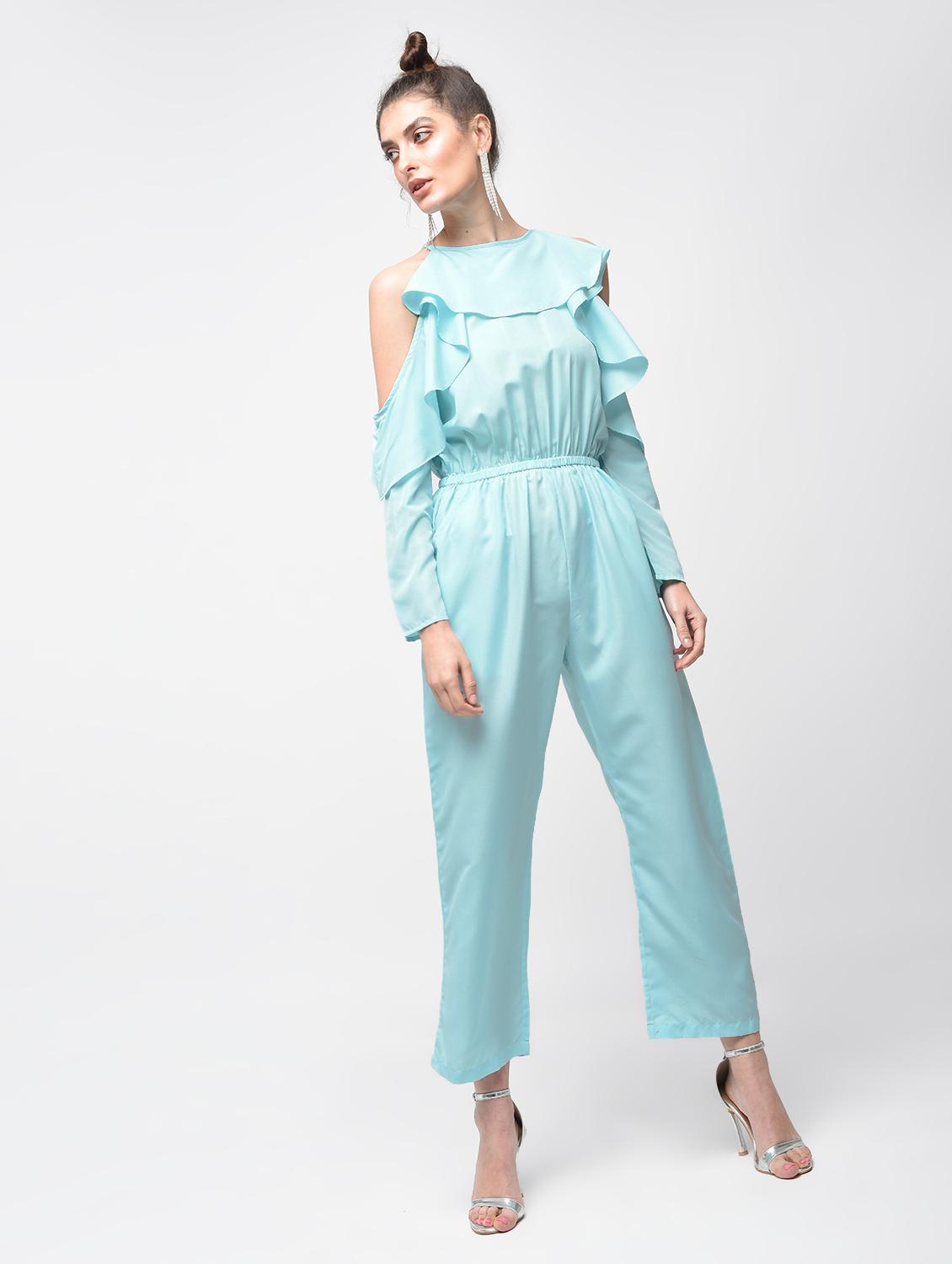 ruffle detail cold shoulder jumpsuit - 15881783 - Zoom Image - 3