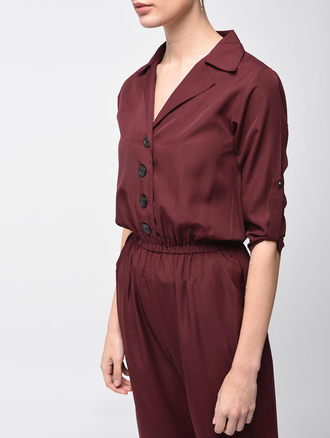 button detail full leg jumpsuit - 15881784 - Zoom Image - 5