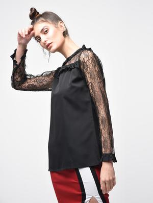 floral mesh frill trim top - 15881787 - Standard Image - 2