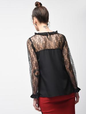 floral mesh frill trim top - 15881787 - Standard Image - 3