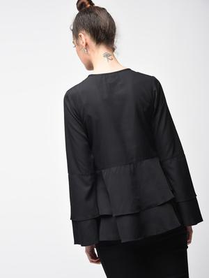 tie-up neck ruffle detail top - 15881788 - Standard Image - 3