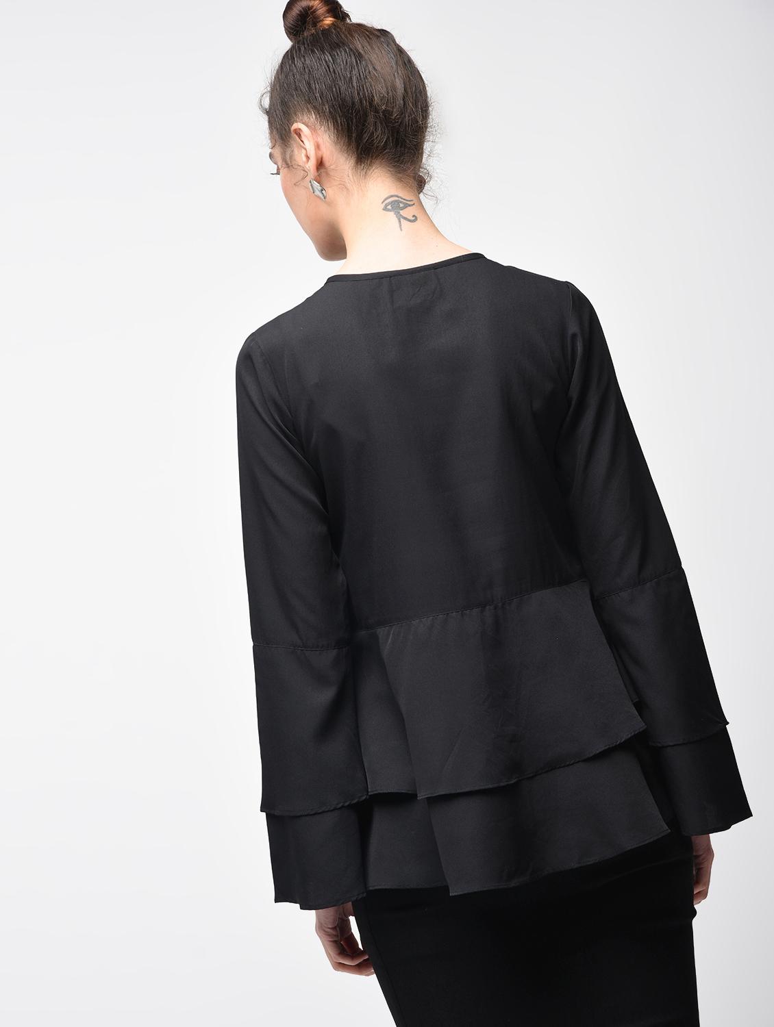 tie-up neck ruffle detail top - 15881788 - Zoom Image - 3