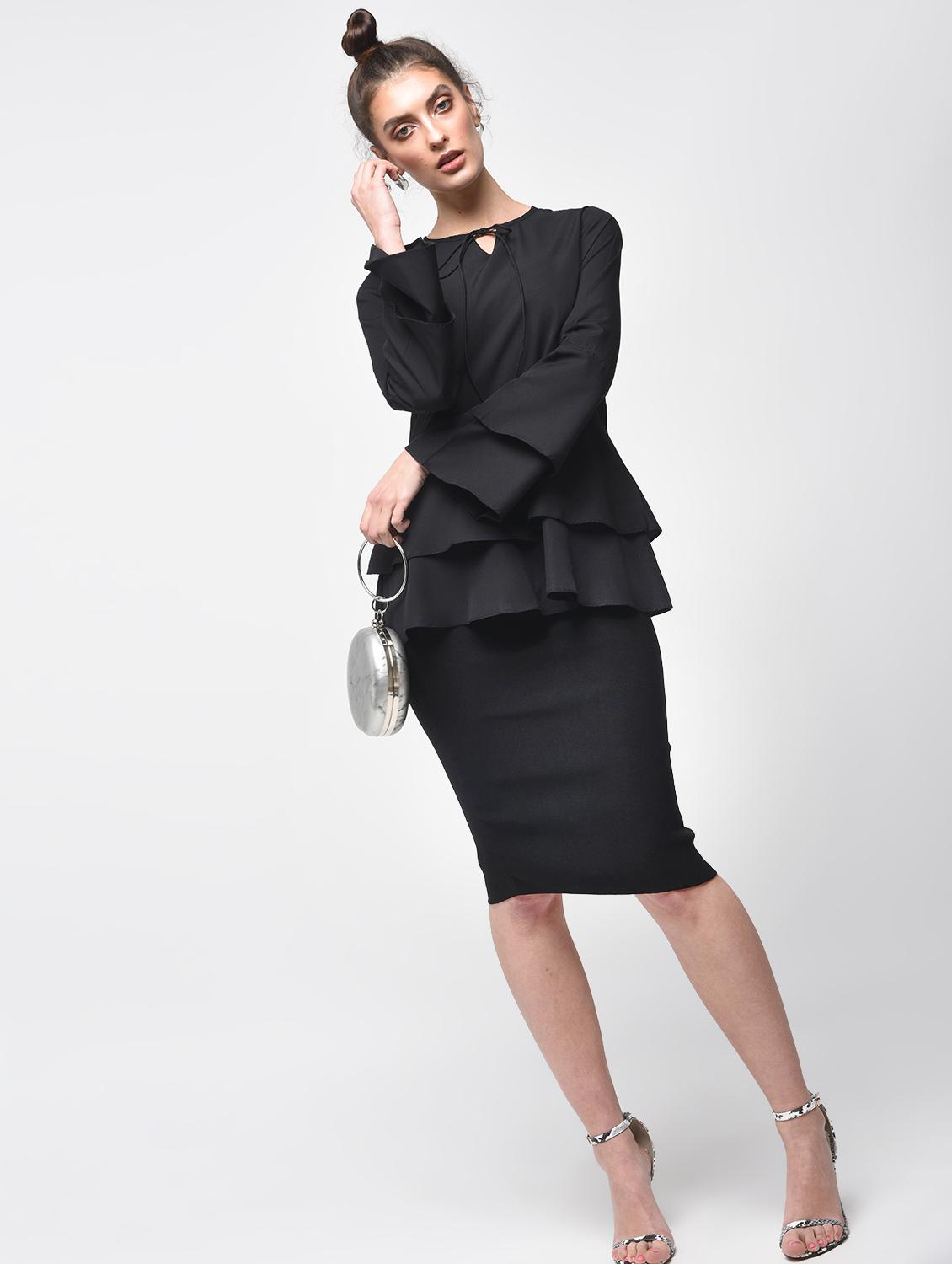 tie-up neck ruffle detail top - 15881788 - Zoom Image - 4