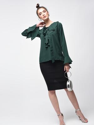 tie-knot front ruffled top - 15881791 - Standard Image - 4