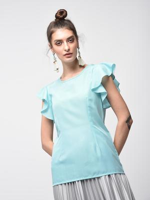 ruffle detail round neck top - 15881802 - Standard Image - 2