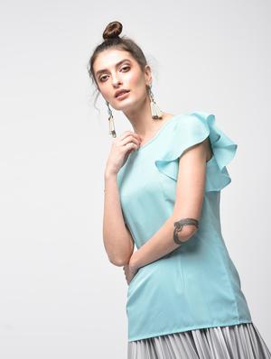 ruffle detail round neck top - 15881802 - Standard Image - 3
