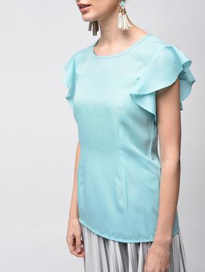ruffle detail round neck top - 15881802 - Standard Image - 5