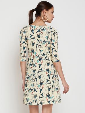 bird print a-line dress - 15881854 - Standard Image - 3